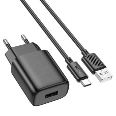 Мережевий зарядний пристрій HOCO C134A Solid single-port charger set (Type-C) (EU) Black