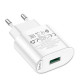 Адаптер мережевий HOCO C109A Fighter 1USB QC3.0 18W White