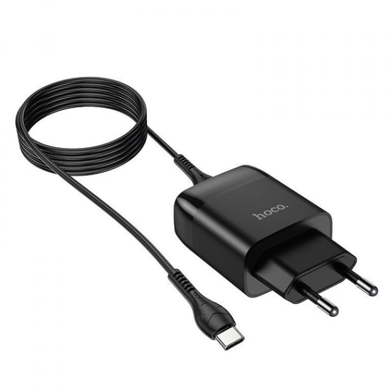 Адаптер мережевий HOCO C72Q Glorious single port QC3.0 charger set(Type-C) 18W Black
