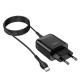 Адаптер мережевий HOCO C72Q Glorious single port QC3.0 charger set(Type-C) 18W Black