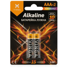 Батарейки AAA LR03 Alkaline 2 шт Vinga (VJABAAA2)