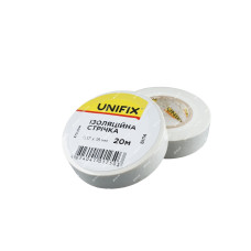Стрічка ізоляційна UNIFIX ETU-20W біла 0.17х18мм 20м