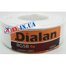 Кабель коаксіальний DIALAN RG-58 Cu 100 метрів 50 Ом