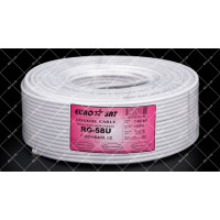 EUROSAT RG-58U (0,8Cu+2,9PE+Al foil+64x0,12CCA), діам. 5мм, білий, 100м, Кабель
