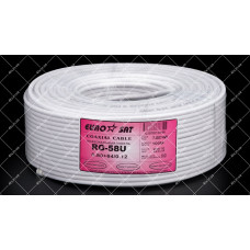 EUROSAT RG-58U (0,8Cu+2,9PE+Al foil+64x0,12CCA), діам. 5мм, білий, 100м, Кабель