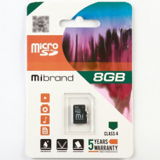 Mibrand 8Gb class 4 MICDC4/8GB UHS-1 microSDHC Карта пам'яті