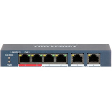 Hikvision DS-3E0106P-E/M(B) POE – некерований PoE комутатор 4 порти