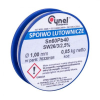 Припій олов'яно-свинцевий із флюсом Cynel Sn60Pb40-SW26 1мм 50 грам