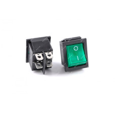 Перемикач TCOM KCD-4 ON-OFF 4pin 15A 220V широкий з підсвічуванням зелений
