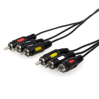 Кабель 3RCA-3RCA ATcom 7.5 метра чорний