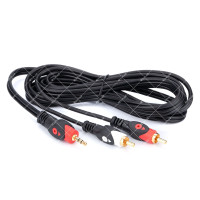 Кабель 2RCA-3.5мм Jack Audio Tcom gold, Ø4х8мм, 3м, чорний