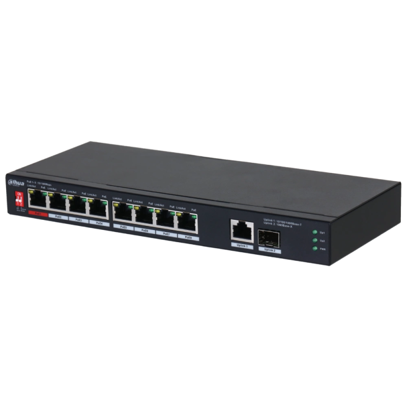 Комутатор 8 портів некерований Dahua DH-PFS3110-8ET1GT1GF-96 PoE