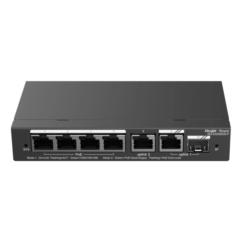 Комутатор 6 портів керований Ruijie RG-ES206GS-P PoE