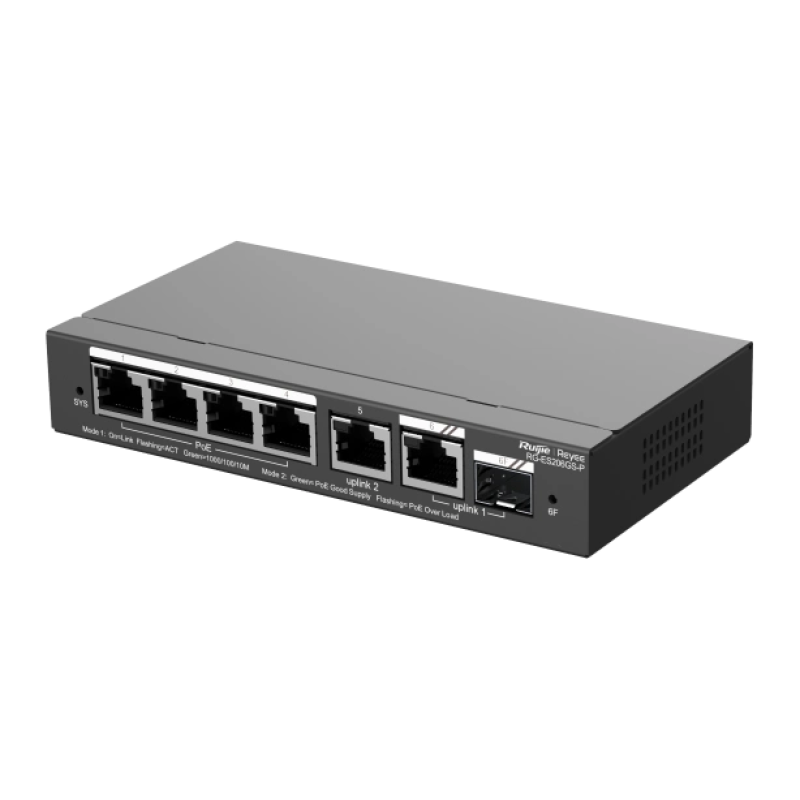 Комутатор 6 портів керований Ruijie RG-ES206GS-P PoE
