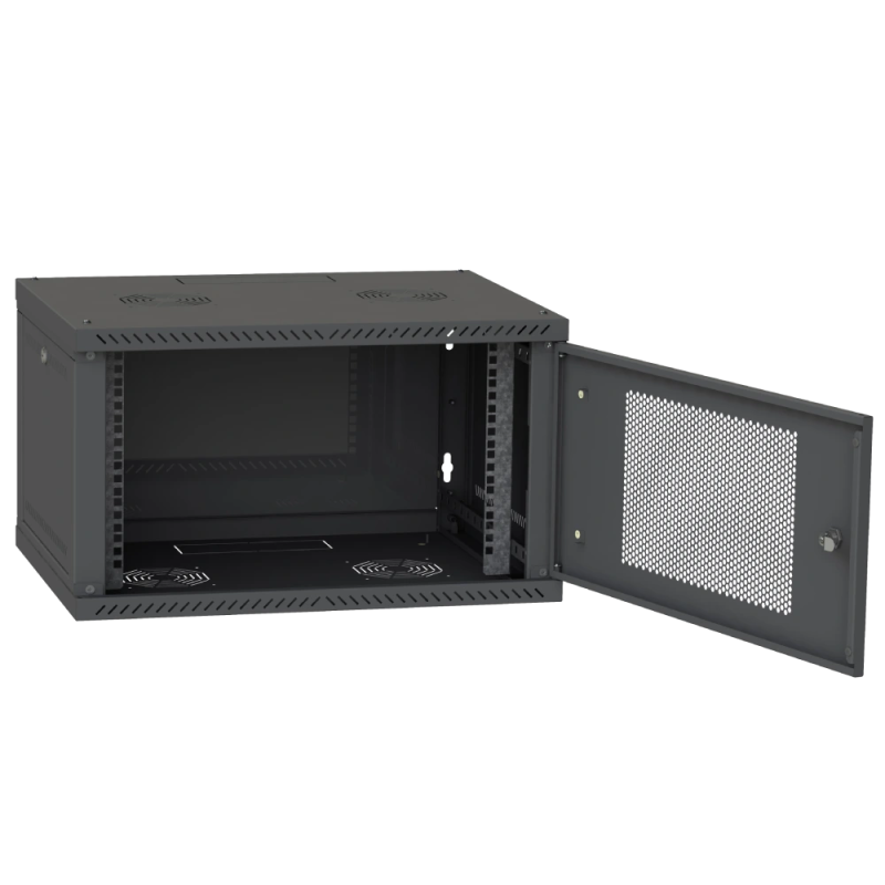 Шафа телекомунікаційна двері перф (чорна) IPCOM 4U 600x450