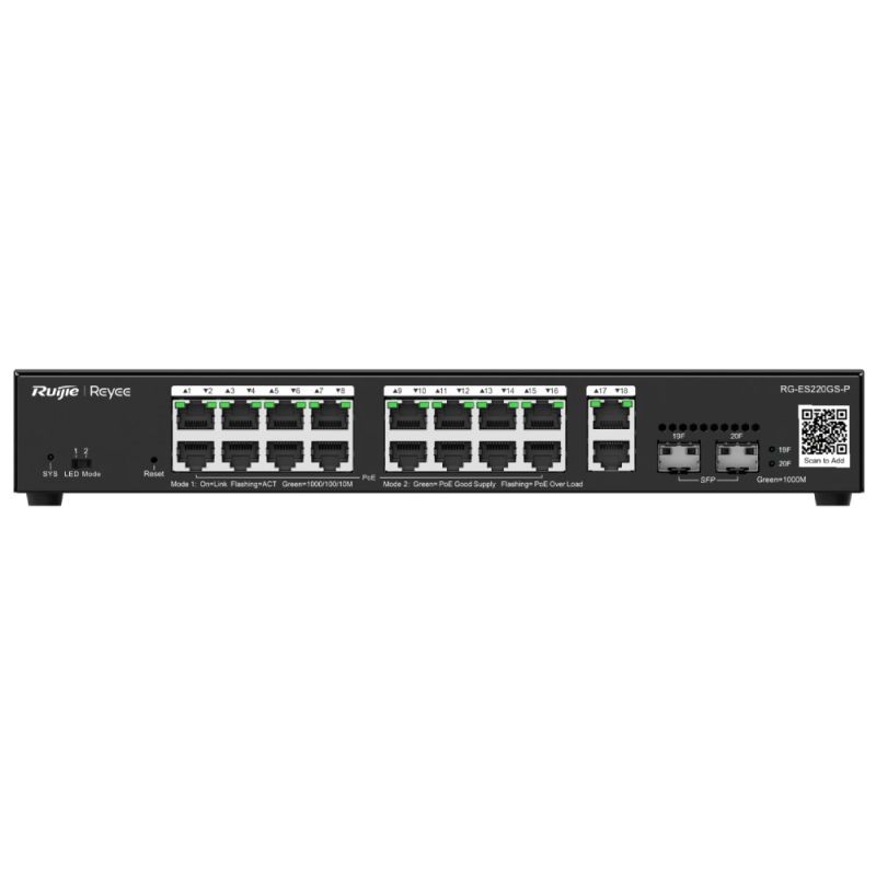 Комутатор 20 портів керований Ruijie Reyee RG-ES220GS-P POE