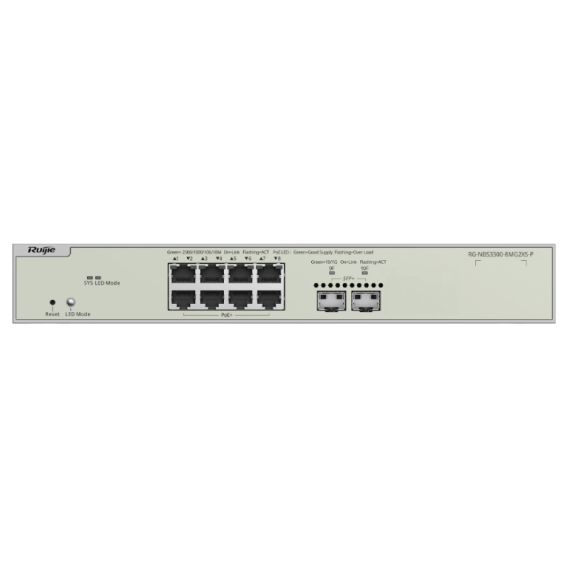 Комутатор 10 портів керований Ruijie RG-NBS3300-8MG2XS-P PoE