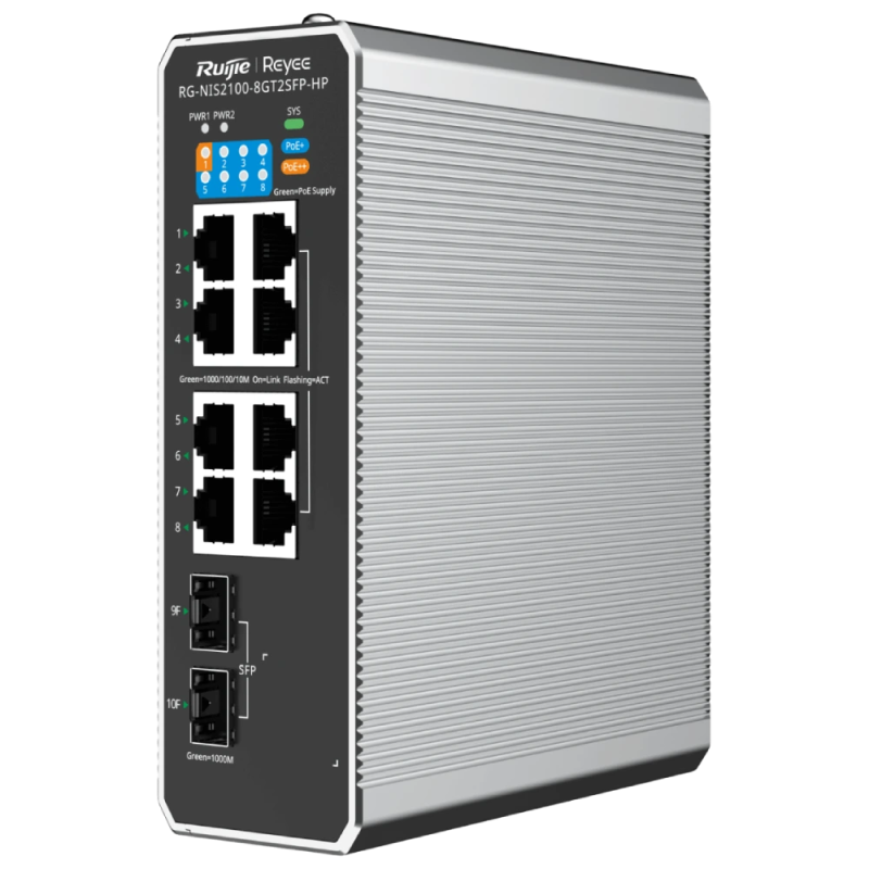 Комутатор 10 портів керований Ruijie Reyee RG-NIS2100-8GT2SFP-HP PoE++