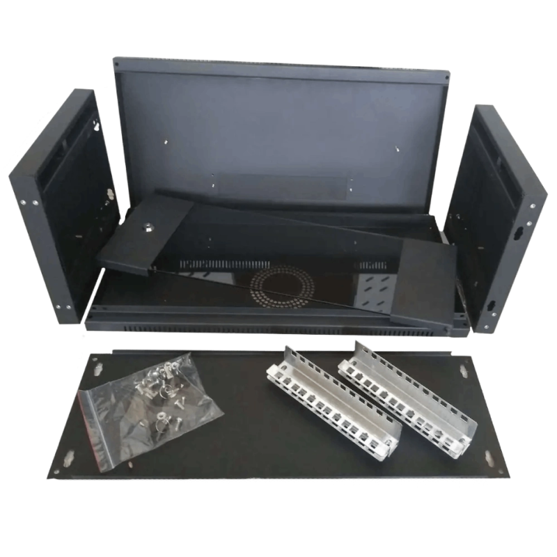 Шафа коммутаційна настінна розбірна чорна Hypernet WMNC-350-4U-FLAT-BLACK