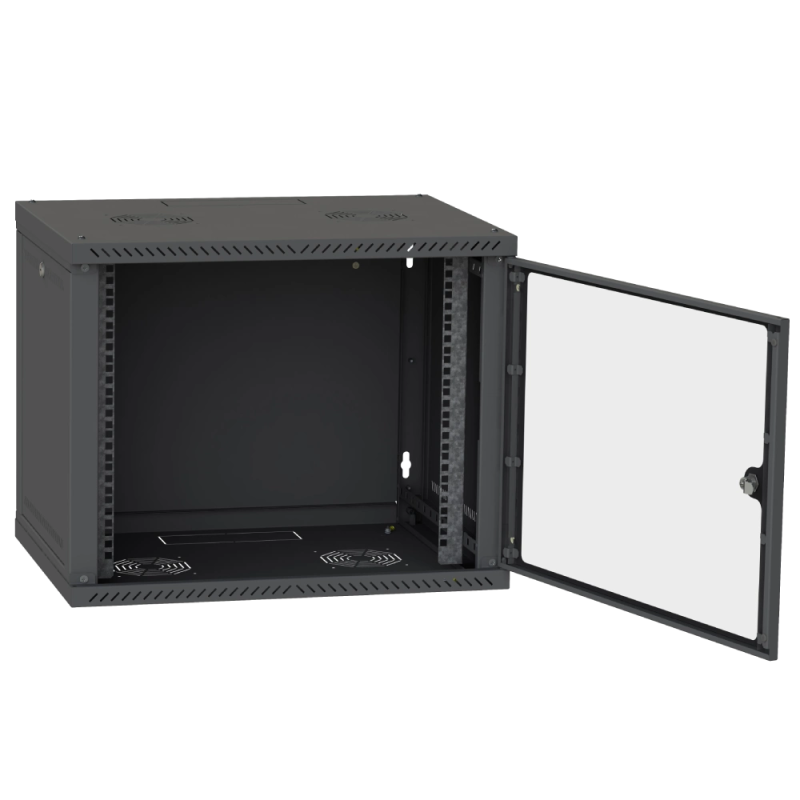 Шафа телекомунікаційна двері скло (чорна) IPCOM 12U 600x600