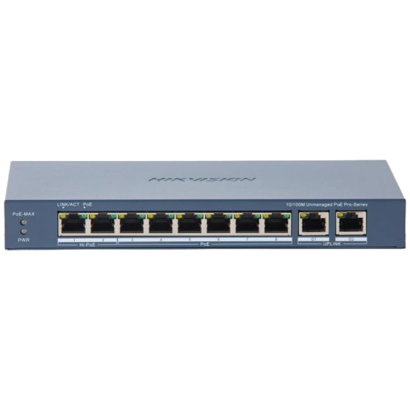 Комутатор 10 портів некерований Hikvision DS-3E0310HP-E(C) POE