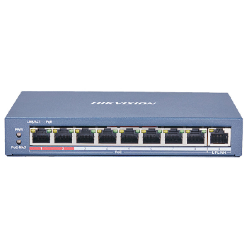 Комутатор 8 портів некерований Hikvision DS-3E0109P-E(C) POE