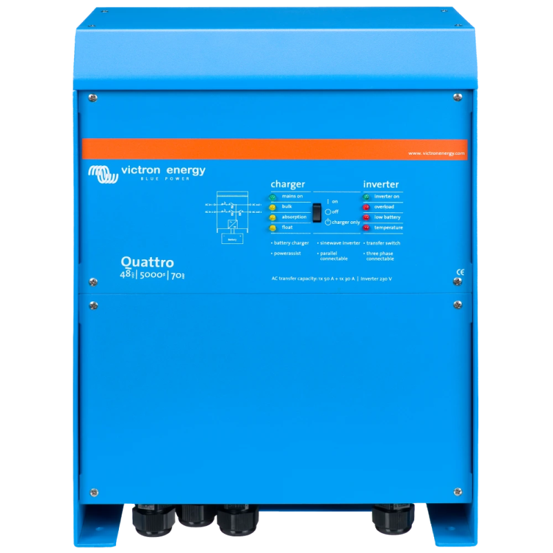 Інвертор VictronEnergy Quattro 48/5000/70-100/100 однофазний чиста синусоїда