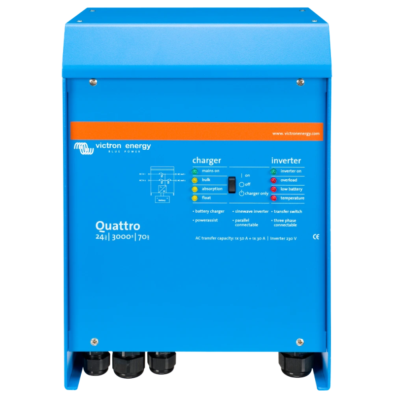 Інвертор VictronEnergy Quattro 24/3000/70-50/50 однофазний чиста синусоїда