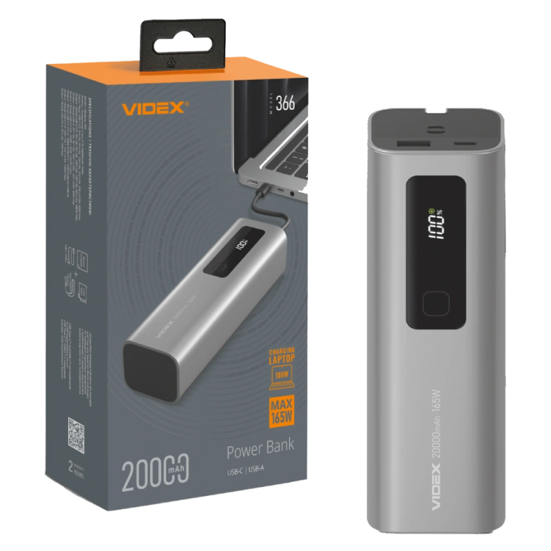 Повербанк VIDEX VPB-366 PD100Вт 20000мА•г