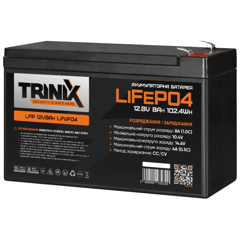 Акумуляторна батарея TRINIX LFP 12V8Ah LiFePo4