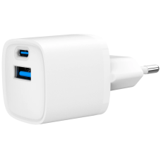 Мережевий зарядний пристрій Gembird TA-UC-PDQC20-W-01 (USB Type A + USB Type C)