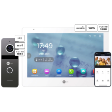 Комплект відеодомофону Neolight MEZZO Hybrid + SOLO IPW Graphite з кутком, PoE адаптер для панелі виклику