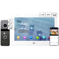 Комплект відеодомофону Neolight MEZZO Hybrid + SOLO IPW Graphite з кутком, PoE адаптер для панелі виклику