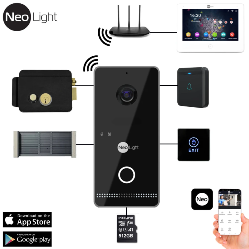 Комплект відеодомофону Neolight ALPHA Hybrid + OPTIMA IPW Black