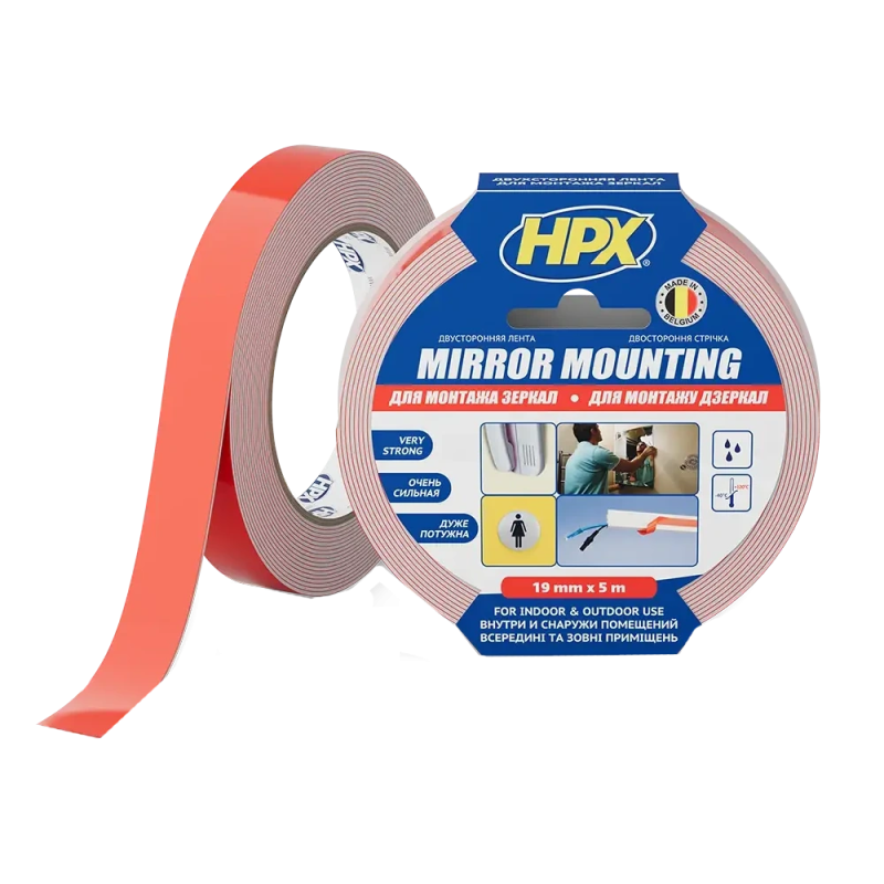 Стрічка двохстороння спінена для дзеркал HPX DS1905 MIRROR MOUNTING 19мм х 5м