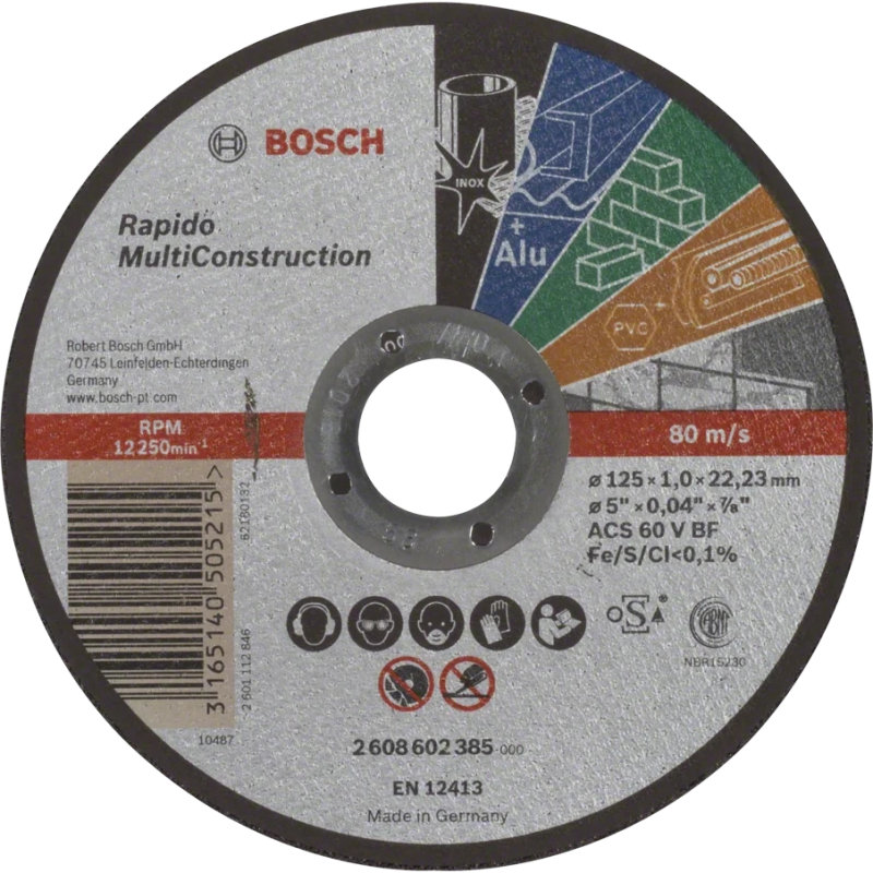 Відрізний круг по металу Bosch Multi Construction Rapido 125x1.0x22.2