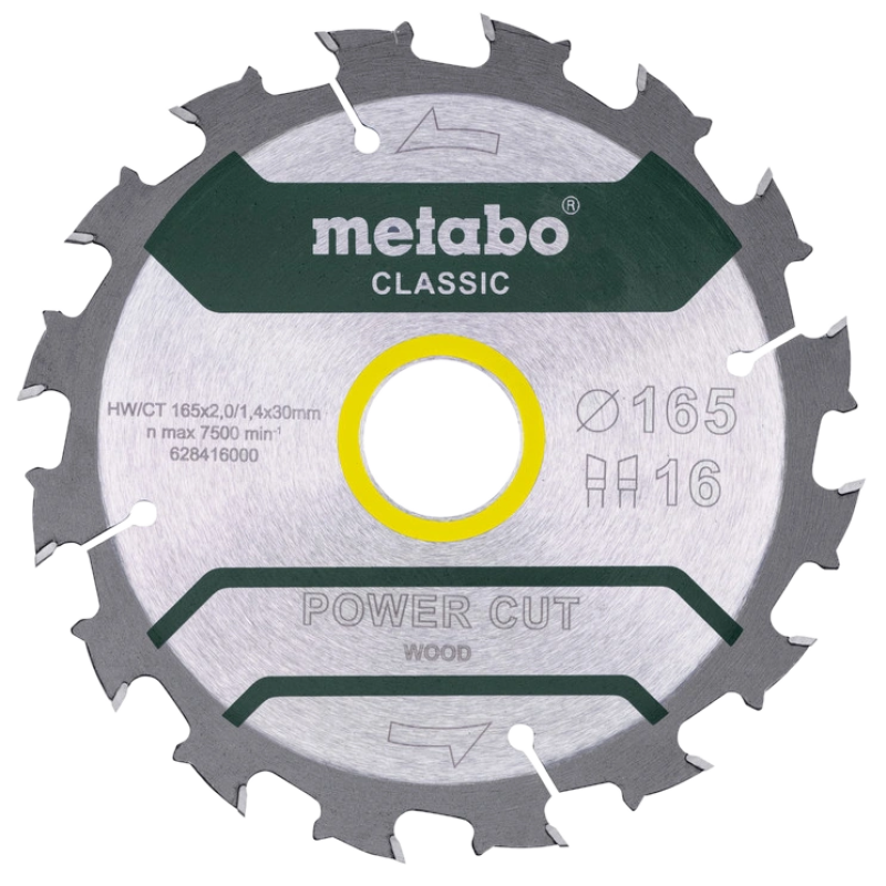 Пильний диск 165x30, Z16 WZ 5° /B Metabo "power cut wood - professional" (628416000)