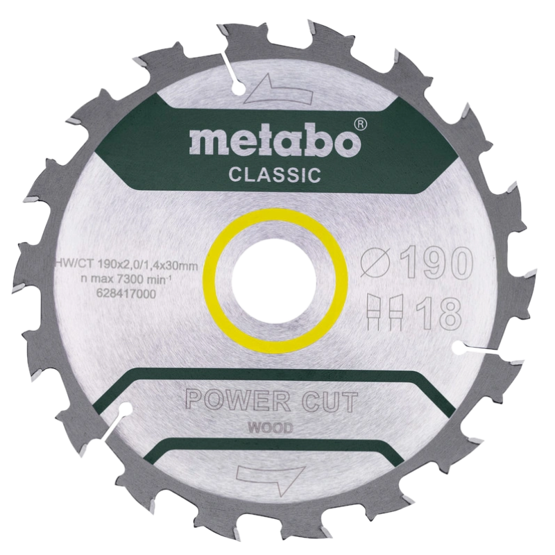 Пильний диск 190x30, Z18 WZ 5° /B Metabo "power cut wood - professional" (628417000)