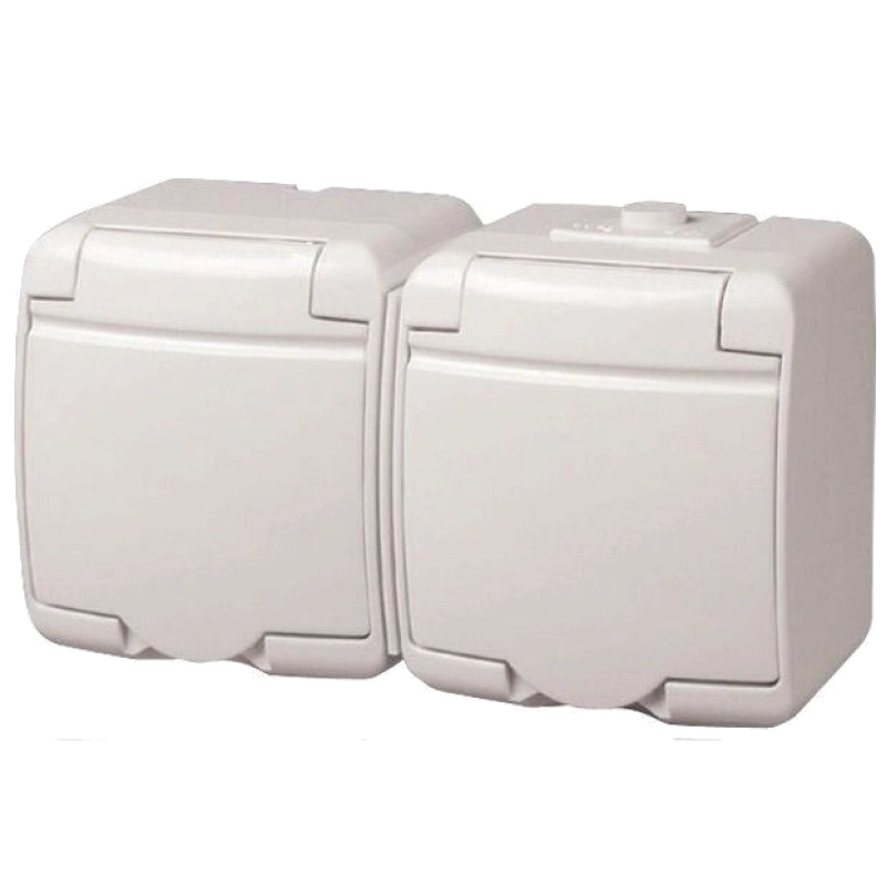 Розетка 2-на з з/к Schuko RHE-2s(біла/біла кришка, IP54) ETI Hermetics 4668019
