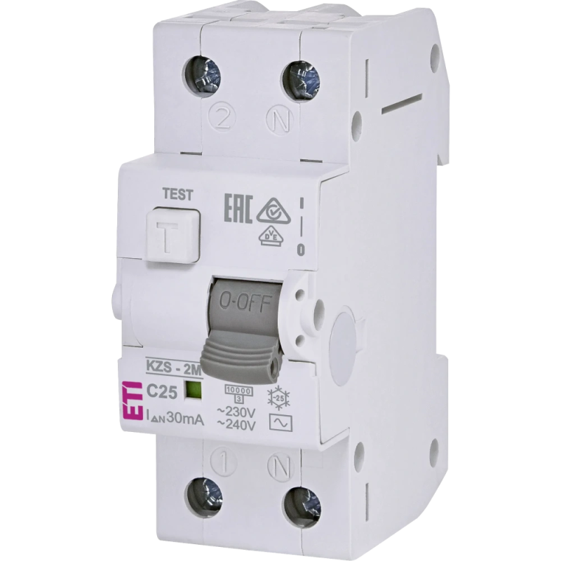 Дифавтомат ЕТІ KZS-2M C 25/0.03 10kA