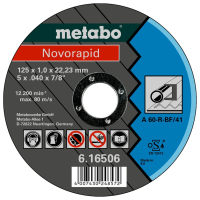 Відрізний круг по металу 125 x 1,0 x 22,23 мм, сталь, TF 41 Metabo Novorapid (616506000)