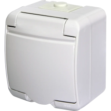 Розетка 1-на з з/к Schuko RHE-1s (біла/біла кришка, IP54) ETI 4668015 Hermetics