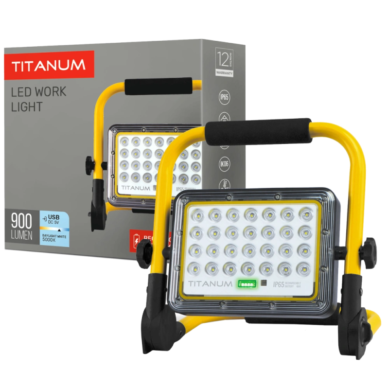 LED прожектор акумуляторний IP65 20W 900Lm 5000K TITANUM TL-FA-105