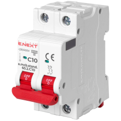 Модульний автоматичний вимикач Enext e.mcb.stand.60.2.C10, 2р, 10А, C, 6кА