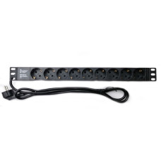 Фільтр мережевий CSV 1U 19" (WT-2261A-GER-9WAY) чорний 9 розеток без вимикача 1.8м