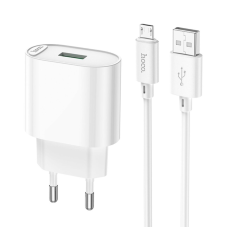 Мережевий зарядний пристрій HOCO C109A Fighter QC3.0 (Micro USB) White – комплект із кабелем