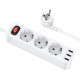 HOCO NS2 3-position extension cord socket 3 розетки 3 usb 1.8 метра білий Фільтр мережевий