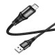 Кабель HOCO X50 USB–Micro 2.4A 1м nylon Black з алюмінієвими конекторами