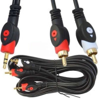Аудіокабель 2RCA–3.5 мм Jack Tcom Gold 5 м