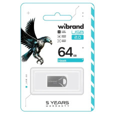 Накопичувач Wibrand Hawk 64Gb Silver USB 2.0 (WI2.0/HA64M1S)